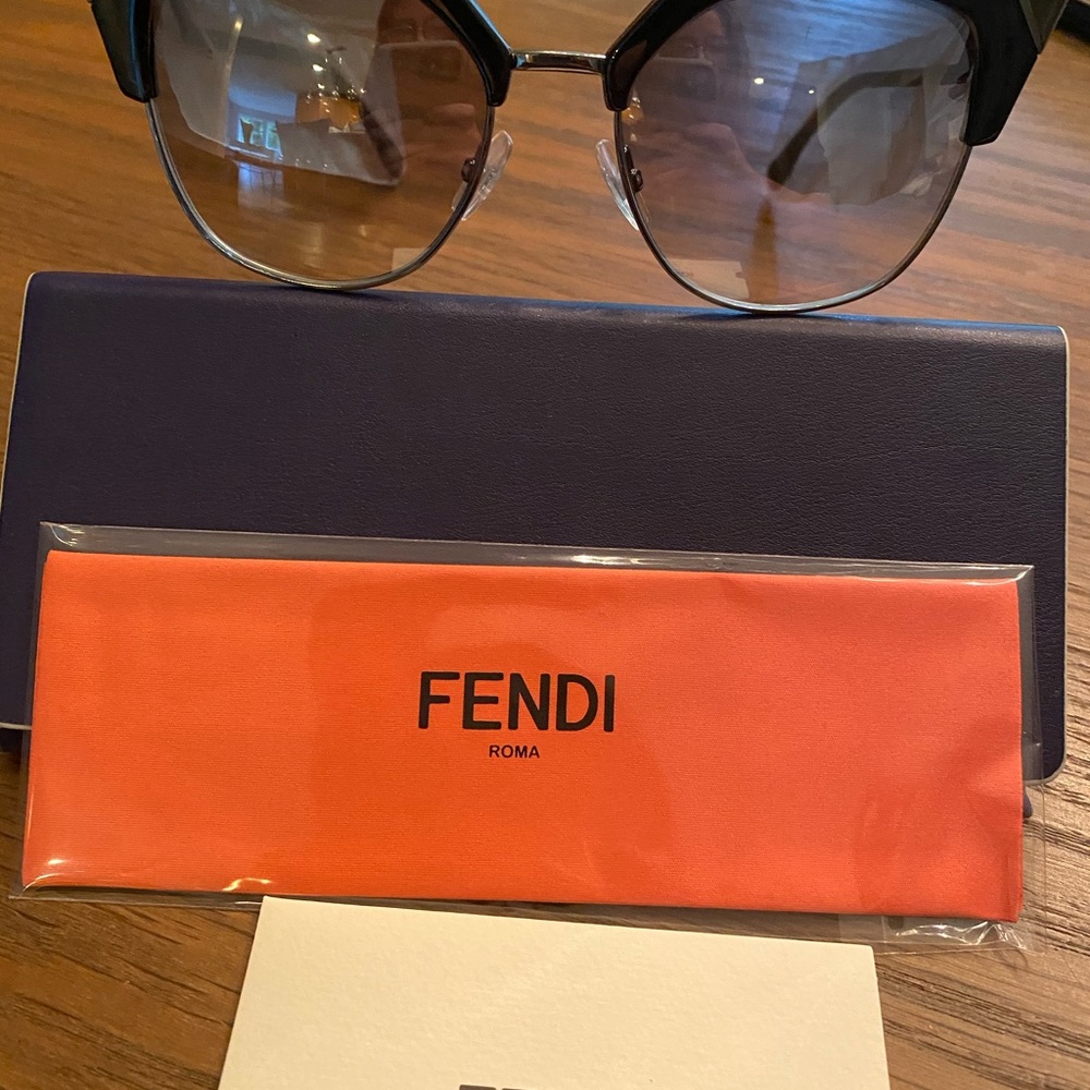 Fendi Iridia Black Silver Cat Eye Sunglasses - Picture 3 of 5